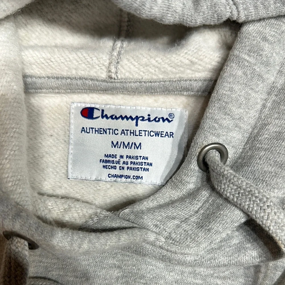Champion Women’s Cropped Gray Hoodie Sweatshirt Logo Pullover Size Medium - Picture 5 of 8
